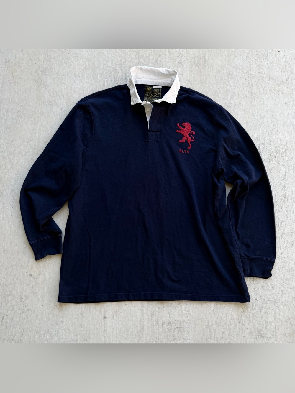 Polo Ralph Lauren Rugby Shirt Long Sleeve RLPC Lion Crest Navy Size 2XL